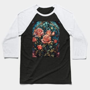 Stained Glass Roses Baseball T-Shirt